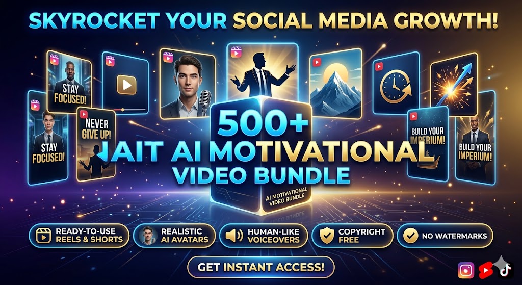 🚀 500+ AI Motivational Video Bundle – Skyrocket Your Social Media Growth!